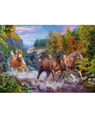Puzzle Ravensburger - Gallop of Horses across the River, 100 piese XXL (10403)