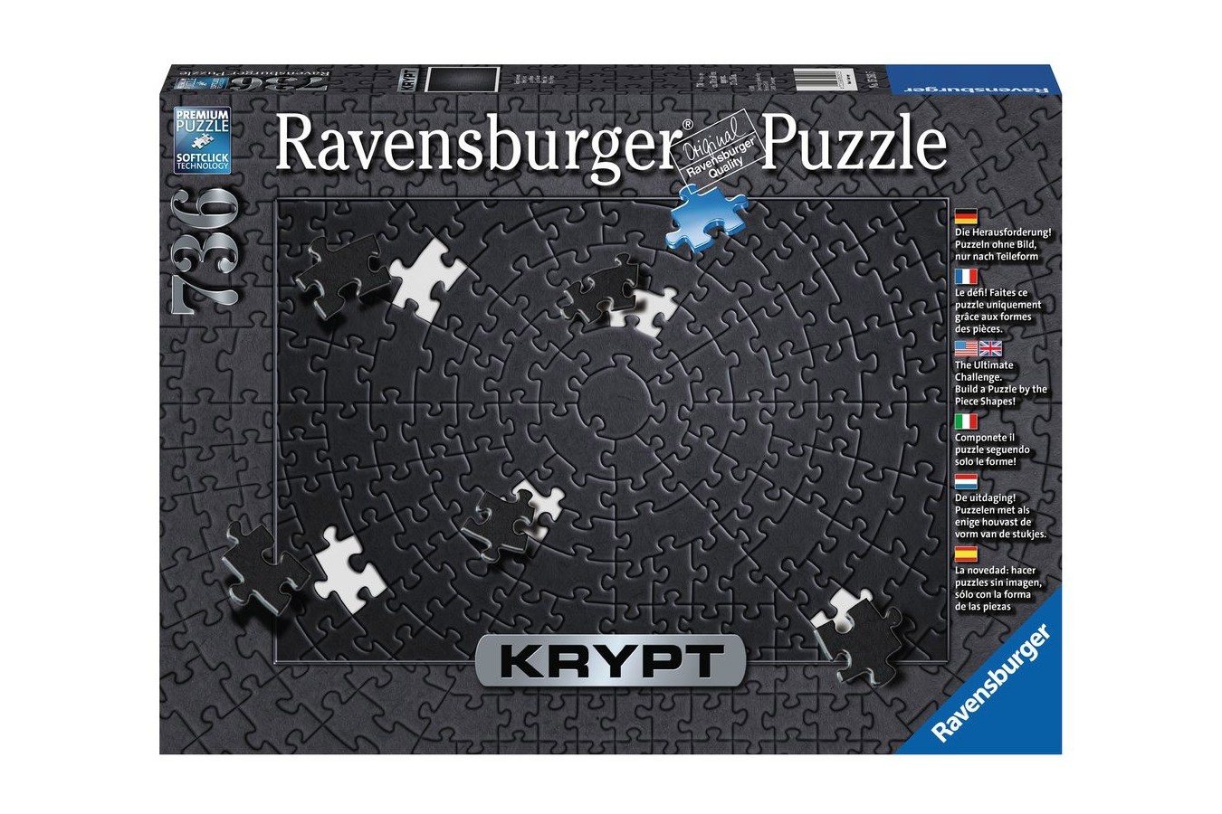 Puzzle Ravensburger - Krypt Black, 736 piese dificile (15260)