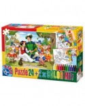 Puzzle de colorat D-Toys - Blanche Neige + 2 drawings to colorize, 24 piese (Dtoys-50380-PC-08)