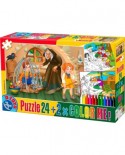 Puzzle de colorat D-Toys - Hansel and Gretel + 2 drawings to colorize, 24 piese (Dtoys-50380-PC-07)