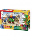 Puzzle de colorat D-Toys - Pinocchio + 2 drawings to color, 24 piese (Dtoys-50380-PC-05)