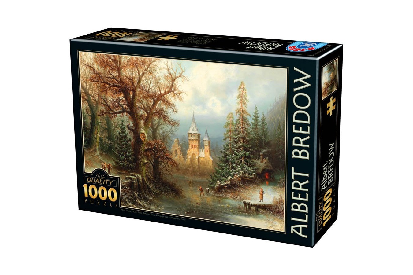 Puzzle D-Toys - Albert Bredow: Romantic Winter Landscape with Ice Skaters, 1000 piese (Dtoys-75697)