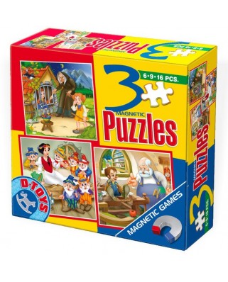 Puzzle magnetic D-Toys - Pinocchio, Hansel, Gretel and Blanche Neige, 6/9/16 piese (Dtoys-60778)