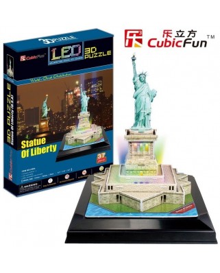 Puzzle 3D cu LED Cubic Fun - Statue of Liberty, 37 piese (Cubic-Fun-L505H)