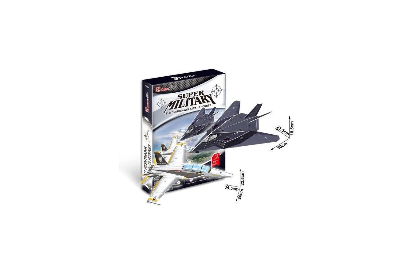 Puzzle 3D Cubic Fun - F-117 Nightawk & F/A-18 Hornet, 13/27 piese (Cubic-Fun-P629H)
