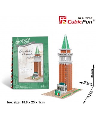 Puzzle 3D Cubic Fun - World Style - Welcome to Italy, 18 piese (Cubic-Fun-W3116H)