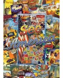Puzzle Master Pieces - Travel Suitcase - See America, 1000 piese (Master-Pieces-71661)