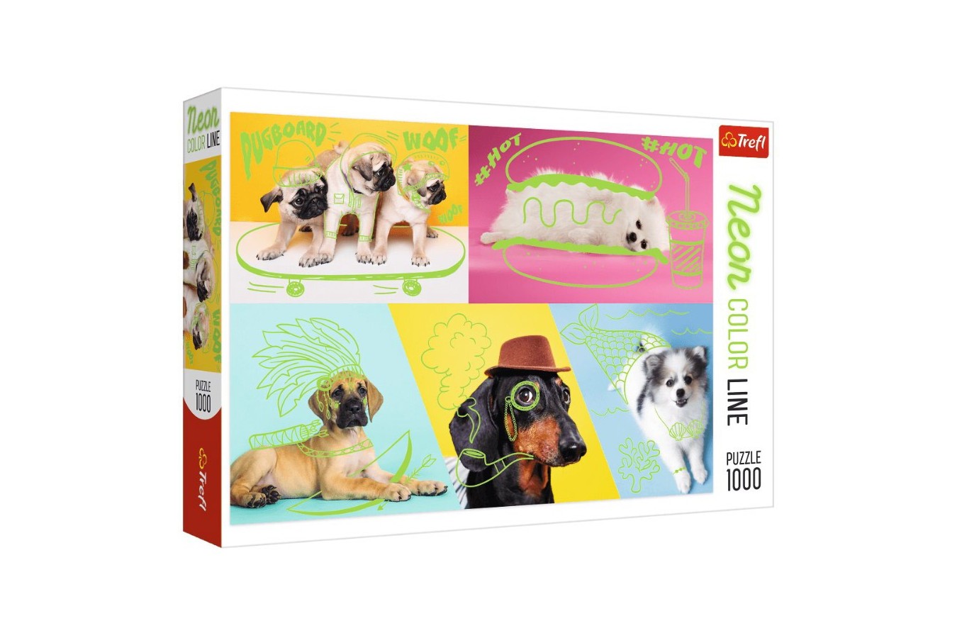 Puzzle Trefl - Neon Color Line - Dogs, 1000 piese (10578)