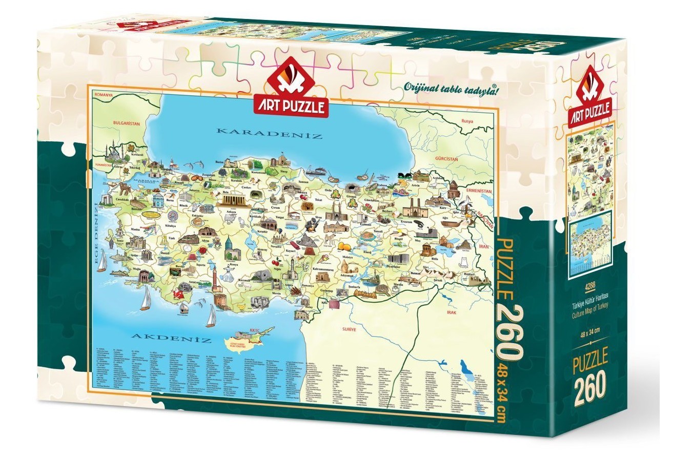 Puzzle Art Puzzle - Karte der Turkei, 260 piese (Art-Puzzle-4288)