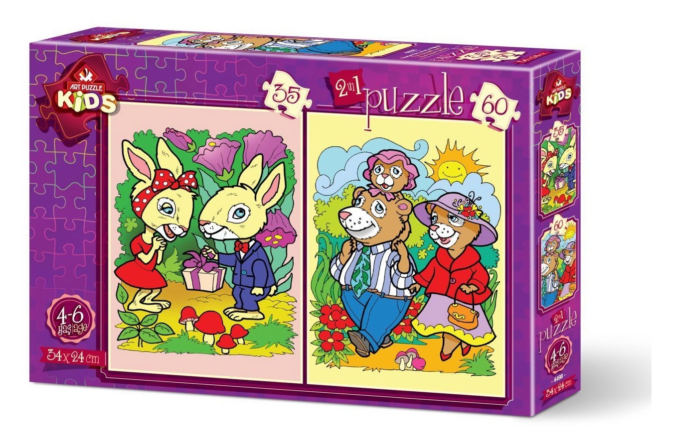 Puzzle Art Puzzle - The Rabbits and The Bear Family, 35/60 piese (Art-Puzzle-4498)