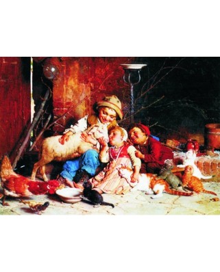 Puzzle Gold Puzzle - Gaetano Chierici: Farmyard Rascals, 1000 piese (Gold-Puzzle-60270)