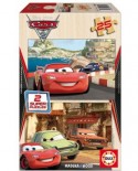 Puzzle din lemn Educa - Disney Cars 2 - Flash McQueen, Grem and Acer, 2x25 piese (14935)