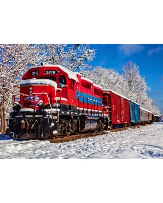 Puzzle Bluebird - Red Train In The Snow, 1500 piese (70282)