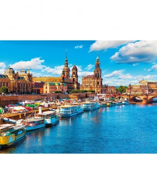 Puzzle King - Old Town at Elbe River Dresden, 1000 piese (55884)