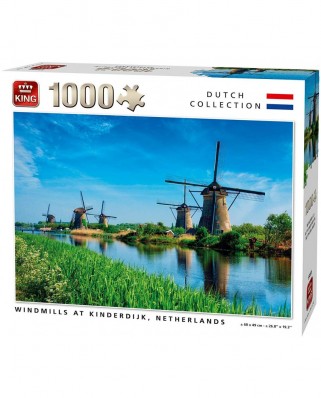 Puzzle King - Windmills Kinderdijk Netherlands, 1000 piese (55885)