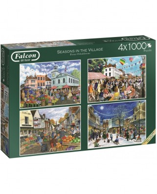 Puzzle Falcon - Seasons in The Village, 4x1000 piese (Jumbo-11226)