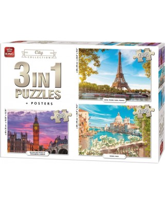 Puzzle King International - City Collection, 500/1000/1000 piese (King-Puzzle-55876)