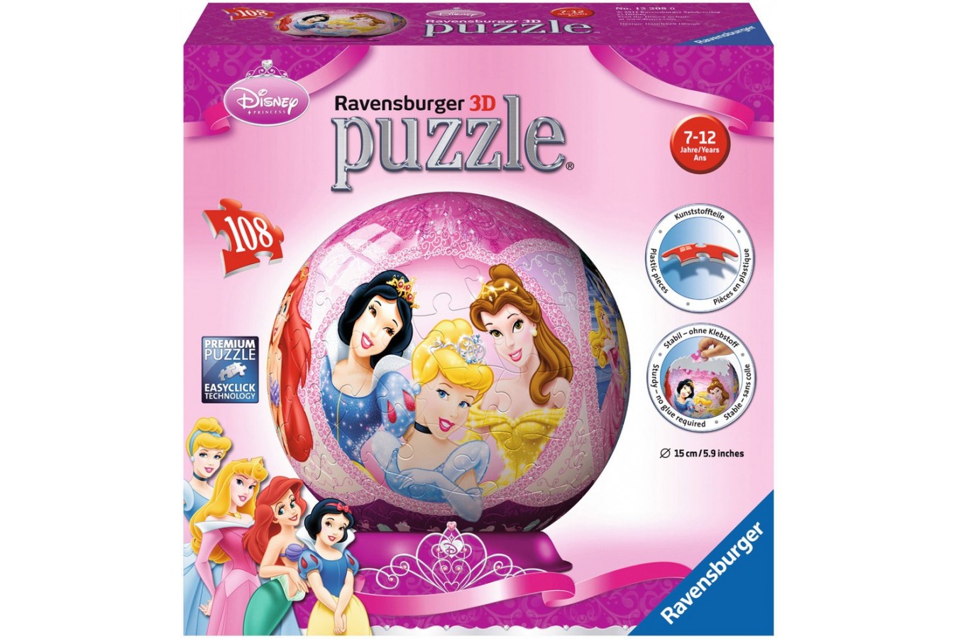 Puzzle glob Ravensburger - Printesele Disney, 108 piese (12208)