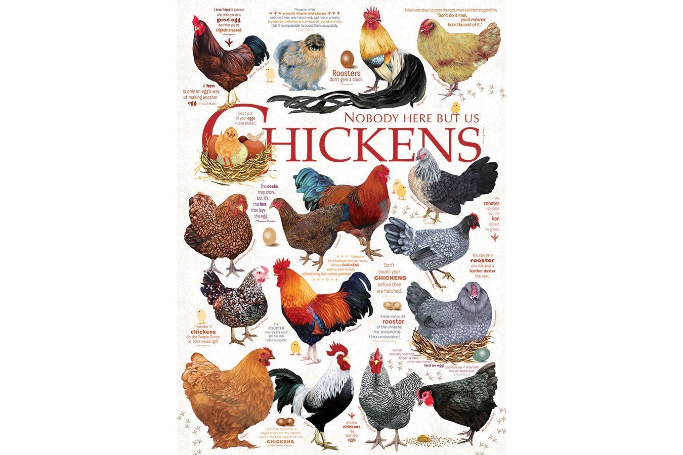 Puzzle Cobble Hill - Chicken Quotes, 1000 piese (Cobble-Hill-80120)