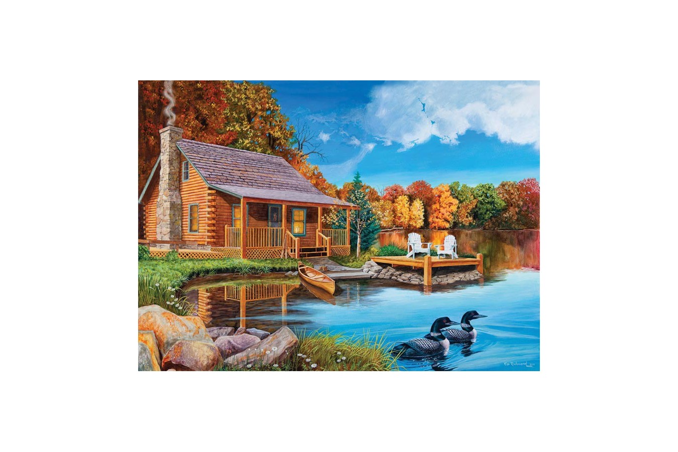 Puzzle Cobble Hill - Loon Lake, 500 piese XXL (Cobble-Hill-85022)