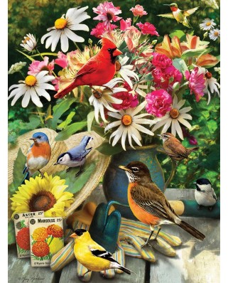 Puzzle Cobble Hill - Garden Birds, 500 piese XXL (Cobble-Hill-85035)