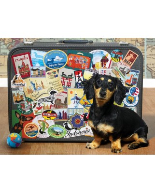 Puzzle Cobble Hill - Dachshund 'Round the World, 500 piese XXL (Cobble-Hill-85039)