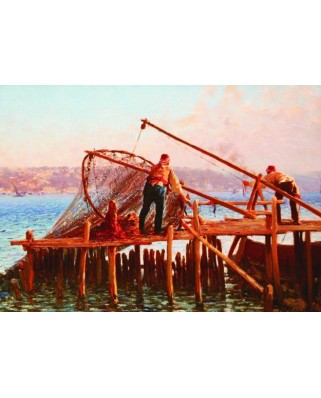 Puzzle Gold Puzzle - Fausto Zonaro: Fishermen Bringing in the Catch, 1000 piese (Gold-Puzzle-60829)