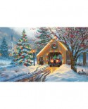 Puzzle SunsOut - Covered Bridge at Christmas, 300 piese (Sunsout-53015)