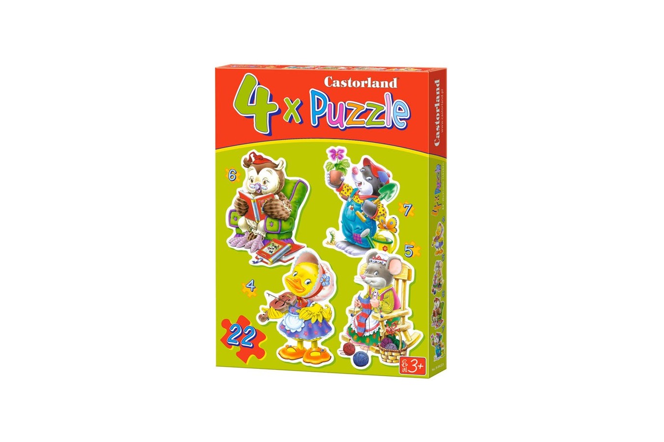 Puzzle Castorland - Playing Animals, 4/5/6/7 piese (04102)