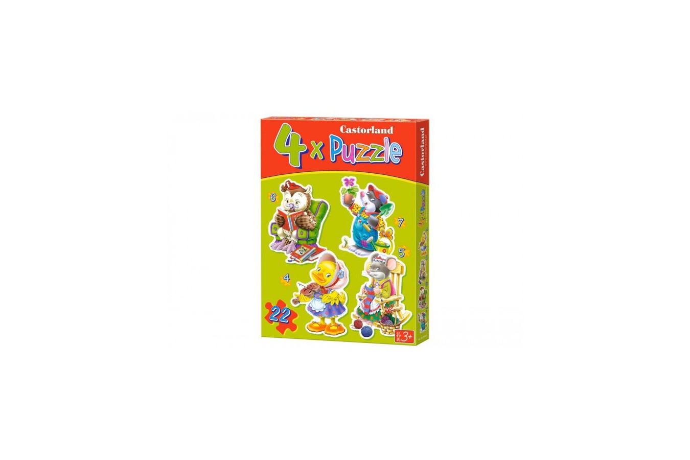 Puzzle Castorland - Playing Animals, 4/5/6/7 piese (04102)