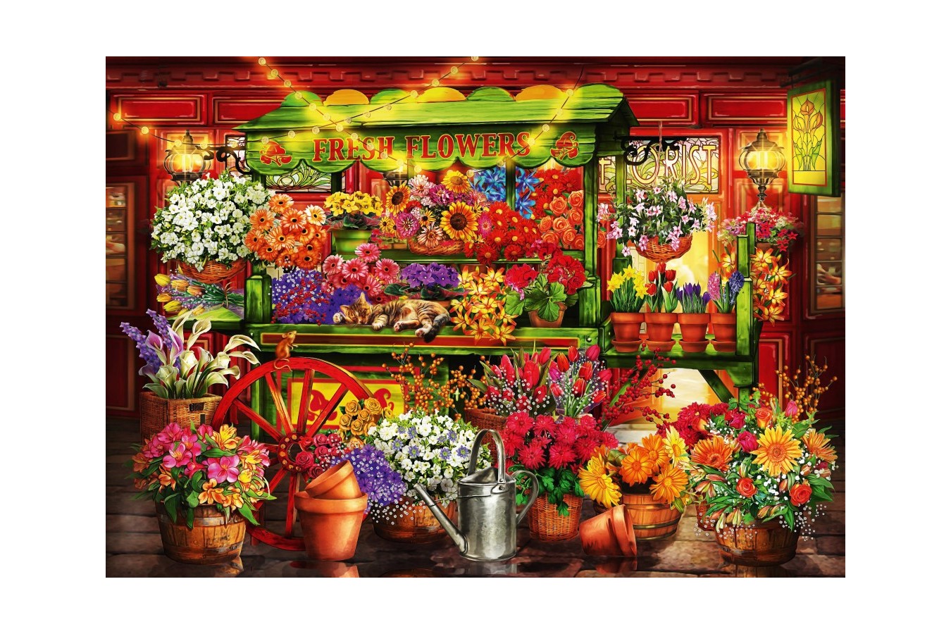 Puzzle Bluebird - Marchetti Ciro: Flower Market Stall, 1000 piese (70333-P)