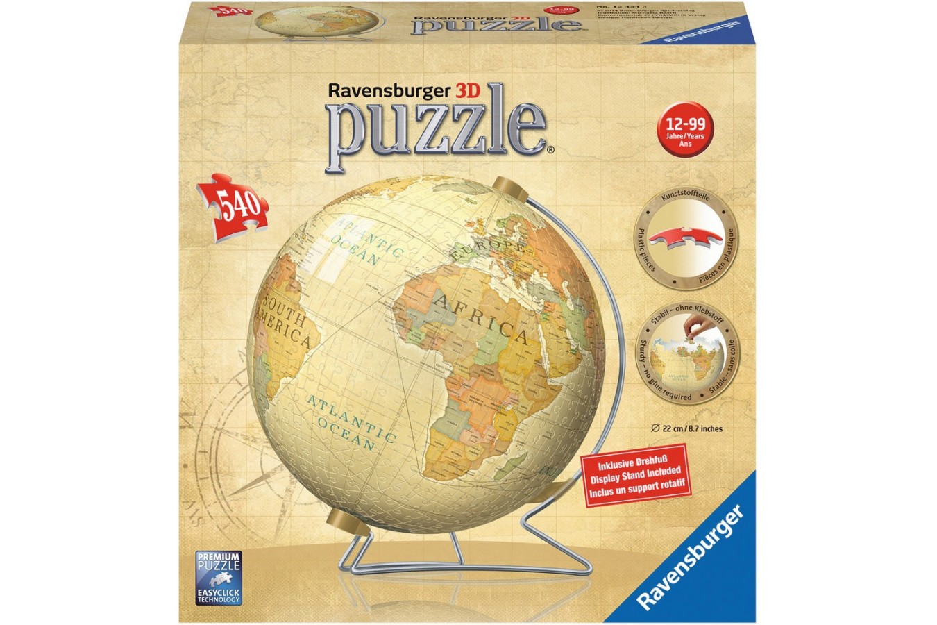 Puzzle glob Ravensburger - Globul Lumii Antic, 540 piese (12434)
