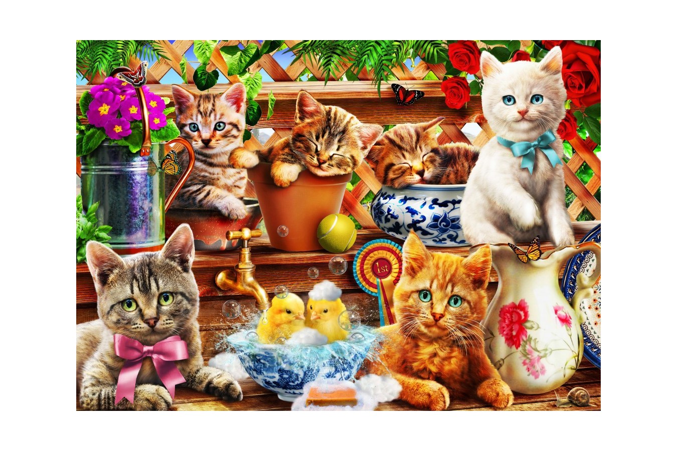 Puzzle Bluebird - Kittens in the Potting Shed, 100 piese (70400)
