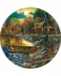 Puzzle rotund SunsOut - Jim Hansel: Fall Cabin, 500 piese (Sunsout-74106)