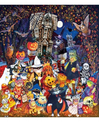 Puzzle SunsOut - Cats and Dogs on Halloween, 300 piese XXL (Sunsout-21878)