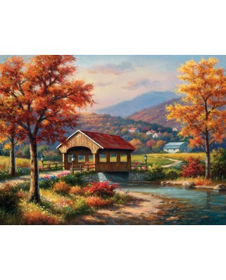 Puzzle SunsOut - Covered Bridge in Fall, 500 piese XXL (Sunsout-36610)
