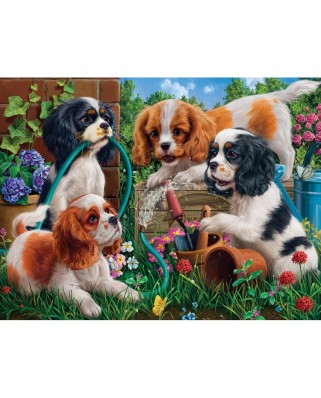 Puzzle SunsOut - Pups in the Garden, 1000 piese (Sunsout-42946)