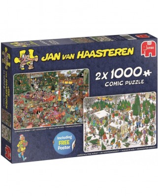 Puzzle Jumbo - Jan Van Haasteren: Christmas Dinner, 2x1000 piese (19080)