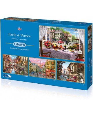 Puzzle Gibsons - Dominic Davison: Dominic Davison: Paris & Venice, 4x500 piese (52015)