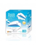 Puzzle 3D din plastic Pintoo - Airplane Puzzle - Sky Blue Airline, 80 piese (E5186)