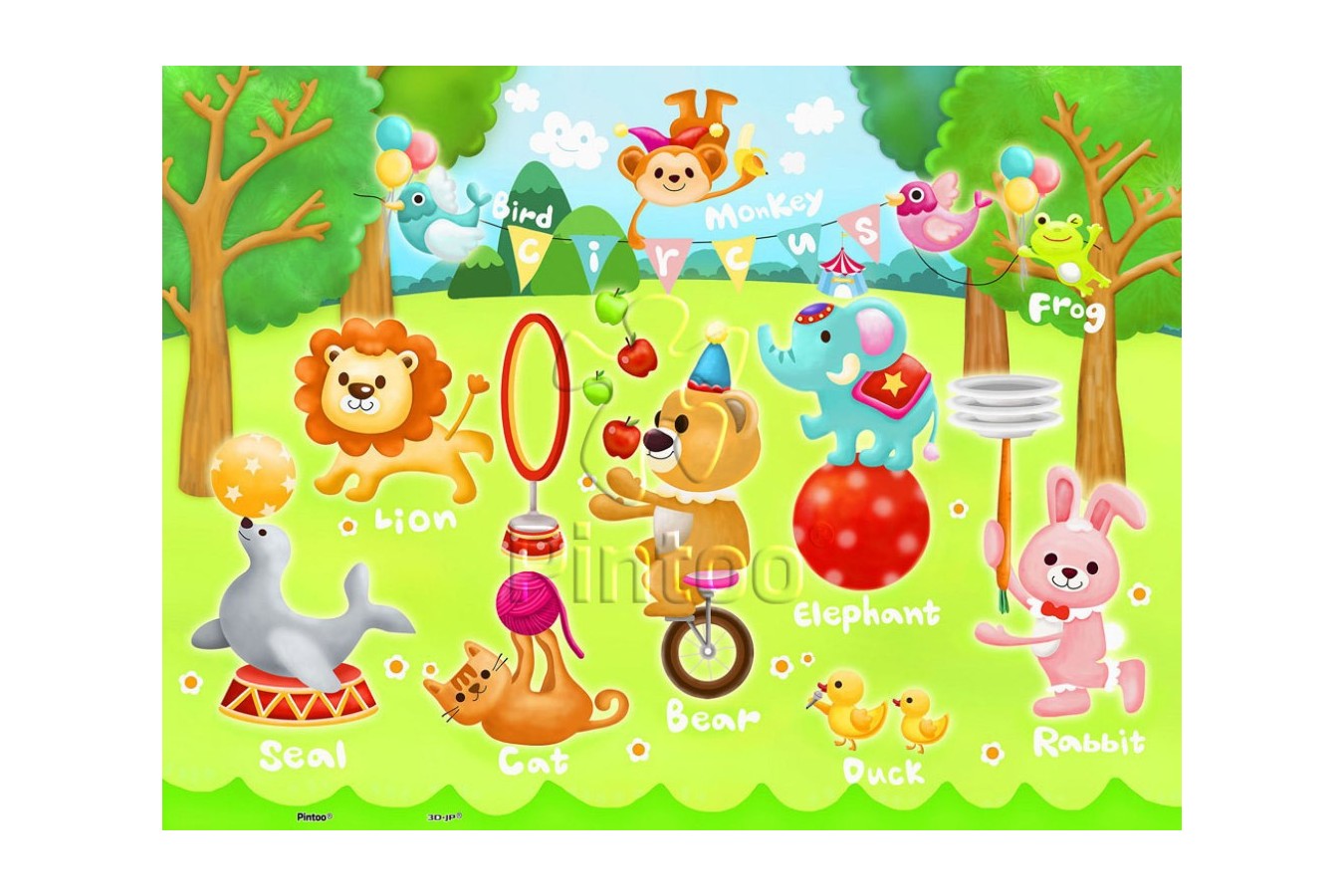 Puzzle din plastic Pintoo - Circus in the Forest, 48 piese (T1017)