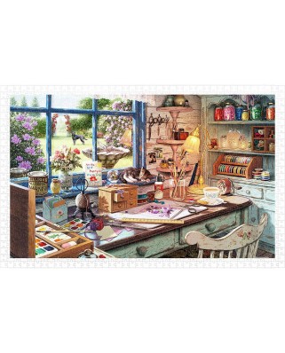 Puzzle din plastic Pintoo - Grandmother's Workshop, 1000 piese (H1796)
