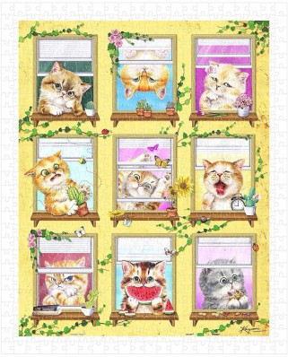 Puzzle din plastic Pintoo - Kayomi - Kittens' Morning Routine, 500 piese (H2140)