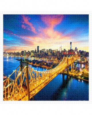 Puzzle patrat din plastic Pintoo - Manhattan with Queensboro Bridge, New York, 1600 piese (H1786)