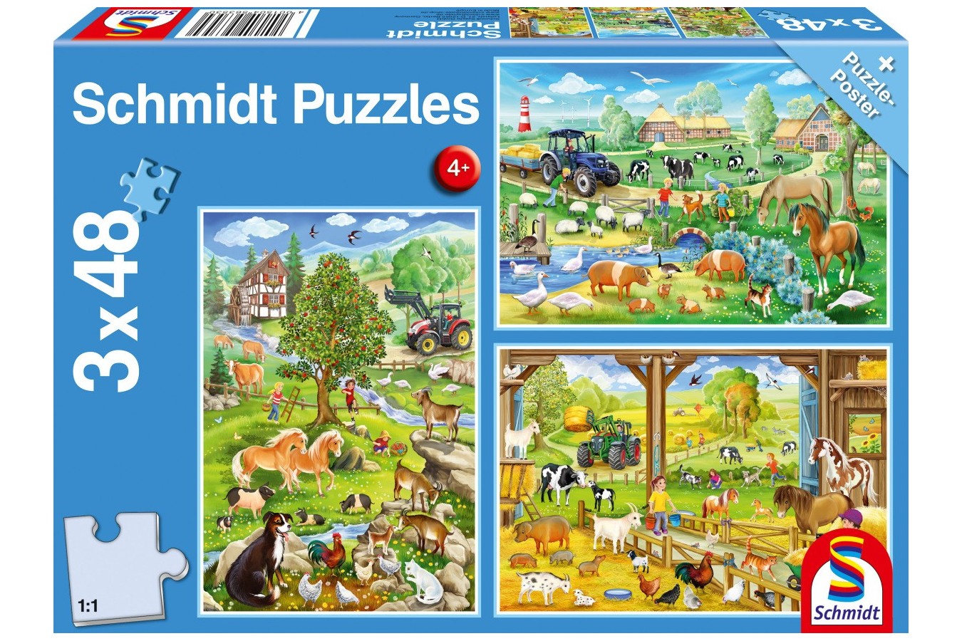Puzzle Schmidt - Bauernhof, 3x48 piese (56353)