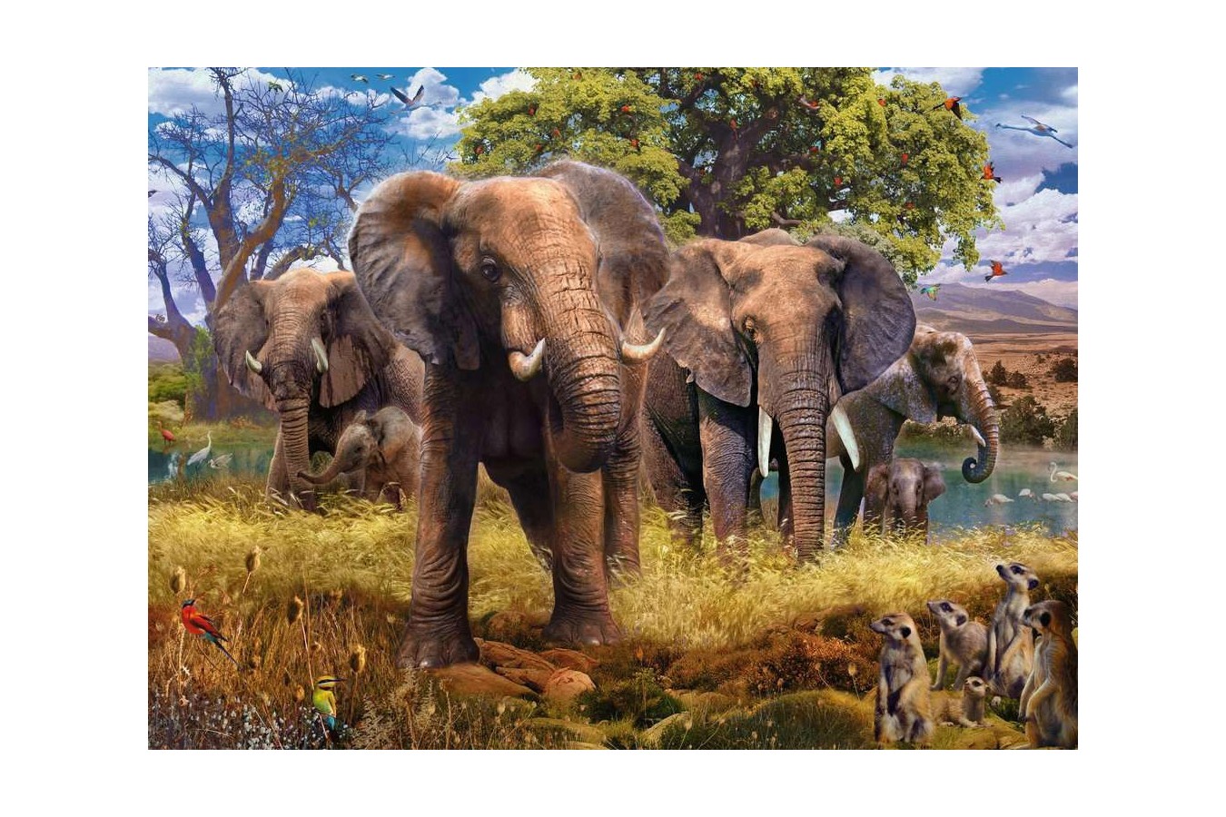 Puzzle Ravensburger - Elephant Family, 500 piese (15040)