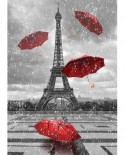 Puzzle Gold Puzzle - Eiffel Tower with Flying Umbrellas, 1000 piese alb-negru (Gold-Puzzle-61383)