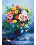 Puzzle Gold Puzzle - Flowers in Blue Vase, 500 piese (Gold-Puzzle-61482)