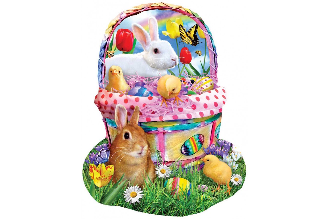 Puzzle contur SunsOut - Lori Schory: Bunny's Easter Basket, 1000 piese (Sunsout-97124)