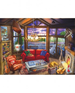 Puzzle SunsOut - Evening at the Cabin, 300 piese XXL (Sunsout-31425)